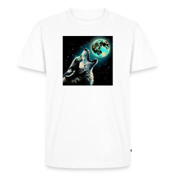 Wolf howls at the Full Moon - Men's Premium Organic T-Shirt - white - Front - Nico (187cm)