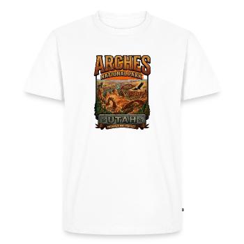 Arches National Park Utah Landscape Poster Retro - Men's Premium Organic T-Shirt - white - Front - Nico (187cm)