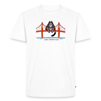 Le chat sur le pont de San Francisco - T-shirt Premium bio Homme - blanc - Devant - Nico (187cm)