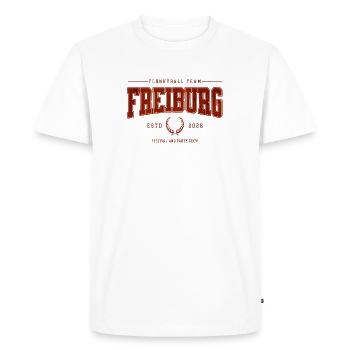 T-shirt classique de l’équipe professionnelle de Flunkyball Freiburg - T-shirt Premium bio Homme - blanc - Devant - Nico (187cm)