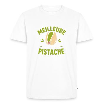 La vie est Meilleure Pistache - T-shirt Premium bio Homme - blanc - Devant - Nico (187cm)
