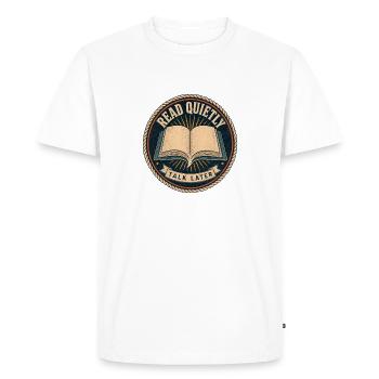 What Is a Silent Book Club Read Quietly Talk Later - Men's Premium Organic T-Shirt - white - Front - Nico (187cm)