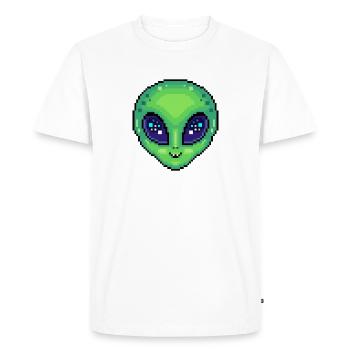 Style pixel art extraterrestre Kawaii mignon - T-shirt Premium bio Homme - blanc - Devant - Nico (187cm)