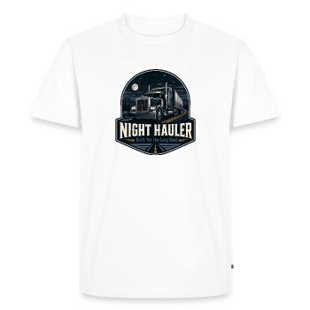 TRANSPORTEUR DE NUIT Chauffeur de camion Conduite de nuit - T-shirt Premium bio Homme - blanc - Devant - Nico (187cm)