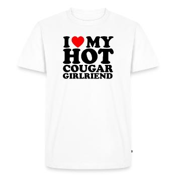 Cœur rouge Amour manuscrit - T-shirt Premium bio Homme - blanc - Devant - Nico (187cm)