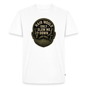 Les cheveux ne feraient que me ralentir - Barbe Barber Chauve - T-shirt Premium bio Homme - blanc - Devant - Nico (187cm)