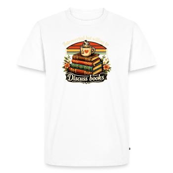 Introvert, willing to discuss books - Men's Premium Organic T-Shirt - white - Front - Nico (187cm)