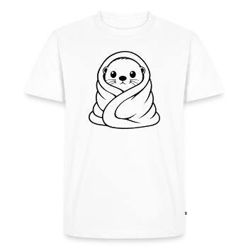 Loutre câline dans une couverture Motif mignon - T-shirt Premium bio Homme - blanc - Devant - Nico (187cm)