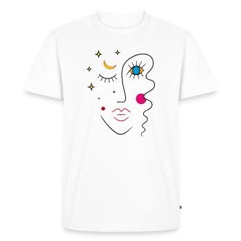 Visage abstrait jour et nuit - T-shirt Premium bio Homme - blanc - Devant - Nico (187cm)