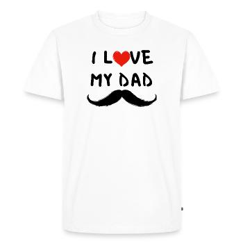 I Love My Papa – Cadeau Papa avec Moustache - T-shirt Premium bio Homme - blanc - Devant - Nico (187cm)