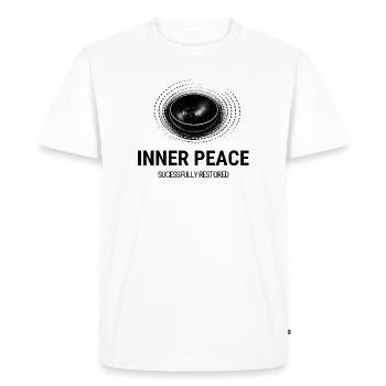 Paix intérieure restaurée avec succès | Son & Plaisir - T-shirt Premium bio Homme - blanc - Devant - Nico (187cm)