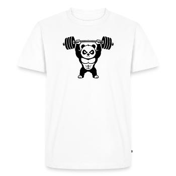 Strong panda lifts heavy dumbbell - Men's Premium Organic T-Shirt - white - Front - Nico (187cm)