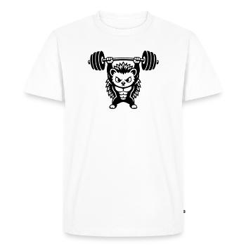Muscle hedgehog lifts heavy dumbbell - Men's Premium Organic T-Shirt - white - Front - Nico (187cm)