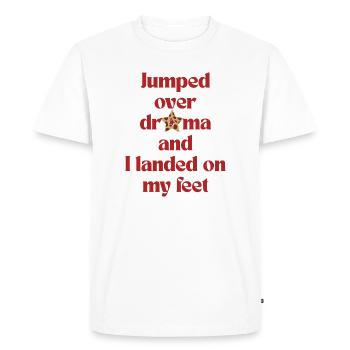 Sauté par-dessus le drame Typographie rétro Citation sarcastique - T-shirt Premium bio Homme - blanc - Devant - Nico (187cm)