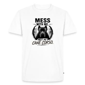 Amusez-moi Rencontrez mon chien protecteur Cane Corso - T-shirt Premium bio Homme - blanc - Devant - Nico (187cm)