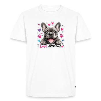 Love Overload French Bulldog Hearts - Men's Premium Organic T-Shirt - white - Front - Nico (187cm)