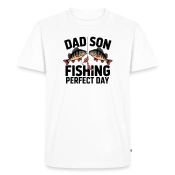 Papa et fils à la pêche ensemble – Journée parfaite - T-shirt Premium bio Homme - blanc - Devant - Nico (187cm)