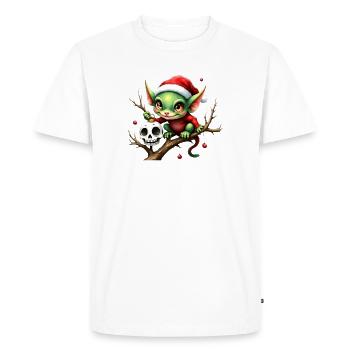 Elfe de Noël avec un crâne - T-shirt Premium bio Homme - blanc - Devant - Nico (187cm)