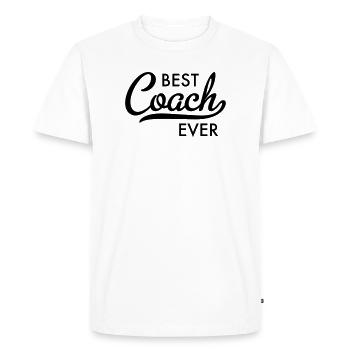 Best Coach ever Typography - Men's Premium Organic T-Shirt - white - Front - Nico (187cm)