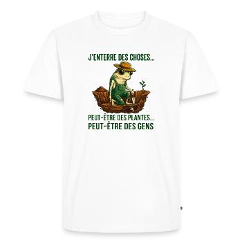 Grenouille jardinier humour noir - T-shirt Premium bio Homme - blanc - Devant - Nico (187cm)