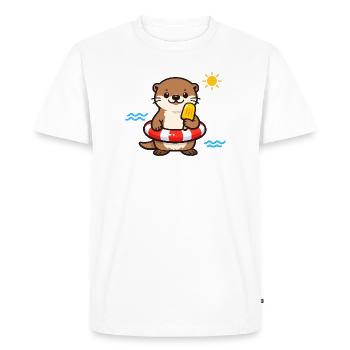 Sonnenotter mit Eis am Strand - Men's Premium Organic T-Shirt - white - Front - Nico (187cm)