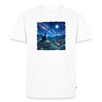 Moonlit Cat tuxedo and Star Night - Men's Premium Organic T-Shirt - white - Front - Nico (187cm)