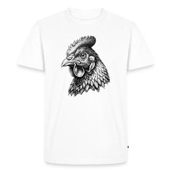 Henne Kopf – Dessin détaillé - T-shirt Premium bio Homme - blanc - Devant - Nico (187cm)