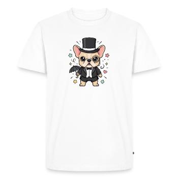 Carlin, haut-de-forme, monocle, gentleman, ami, à quatre pattes - T-shirt Premium bio Homme - blanc - Devant - Nico (187cm)