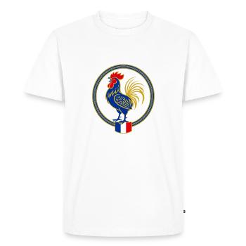 Blason France Coq Gaulois Drapeau - T-shirt Premium bio Homme - blanc - Devant - Nico (187cm)