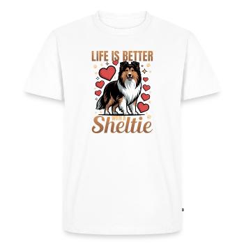 Shetland Sheepdog Sheltie Dog Breed - Men's Premium Organic T-Shirt - white - Front - Nico (187cm)