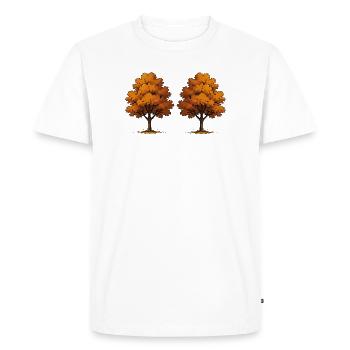 Twin Autumn Trees in Orange - Men's Premium Organic T-Shirt - white - Front - Nico (187cm)