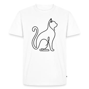 Chat minimaliste en ligne continue - T-shirt Premium bio Homme - blanc - Devant - Nico (187cm)