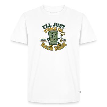 Je vais juste attaquer par la porte arrière - T-shirt Premium bio Homme - blanc - Devant - Nico (187cm)