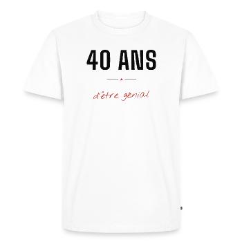 40 Ans d'être génial - T-shirt Premium bio Homme - blanc - Devant - Nico (187cm)