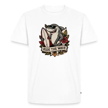 Ride the wave - Hai Surf Design - Men's Premium Organic T-Shirt - white - Front - Nico (187cm)