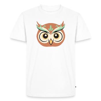 Visage de dessin animé de la chouette endormie - T-shirt Premium bio Homme - blanc - Devant - Nico (187cm)