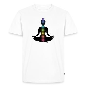 Chakras Arc-en-Ciel Méditation Silhouette - T-shirt Premium bio Homme - blanc - Devant - Nico (187cm)