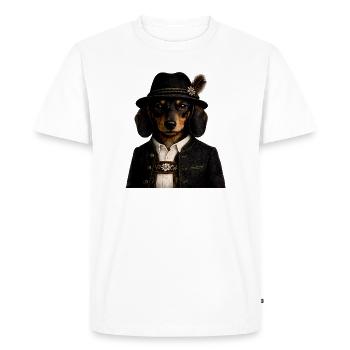 Teckel de la Forêt-Noire en costume masculin - T-shirt Premium bio Homme - blanc - Devant - Nico (187cm)