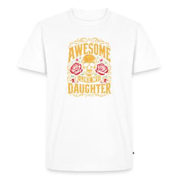 Génial, comme les roses crâne de ma fille - T-shirt Premium bio Homme - blanc - Devant - Nico (187cm)