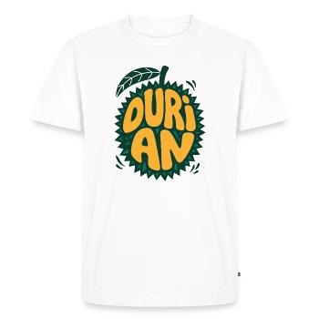 Logo du fruit du durian avec des pointes - T-shirt Premium bio Homme - blanc - Devant - Nico (187cm)