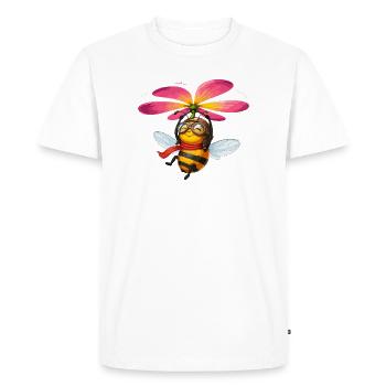 Abeille steampunk avec hélice fleurie - T-shirt Premium bio Homme - blanc - Devant - Nico (187cm)