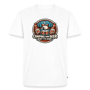Camping et bière Pourquoi je suis resté ici - T-shirt Premium bio Homme - blanc - Devant - Nico (187cm)