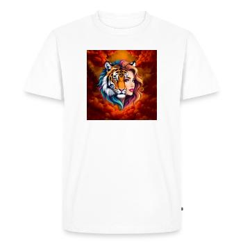Tigre y musa en llamas - T-shirt Premium bio Homme - blanc - Devant - Nico (187cm)