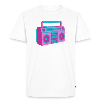 Boombox Ghettoblaster Rétro Roller Disco des années 80 - T-shirt Premium bio Homme - blanc - Devant - Nico (187cm)
