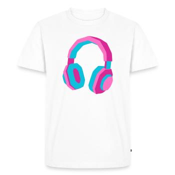 Casque Rétro Synthwave des années 80 DJ Musique Gamer - T-shirt Premium bio Homme - blanc - Devant - Nico (187cm)