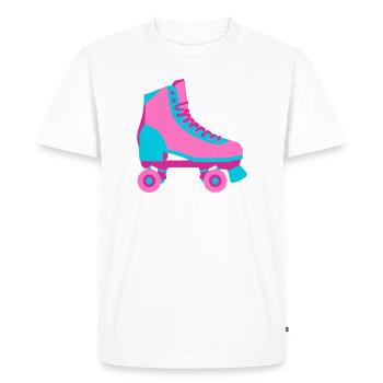 Roller Roller Roller Roller Derby Roller Derby années 80 - T-shirt Premium bio Homme - blanc - Devant - Nico (187cm)