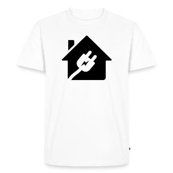 Logo de la prise de maison de l’électricien - T-shirt Premium bio Homme - blanc - Devant - Nico (187cm)