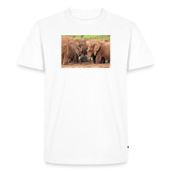 Troupeau d’éléphants se baignant dans le point d’eau - T-shirt Premium bio Homme - blanc - Devant - Nico (187cm)