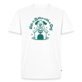 La vie est meilleure avec un dessin animé de chien - T-shirt Premium bio Homme - blanc - Devant - Nico (187cm)
