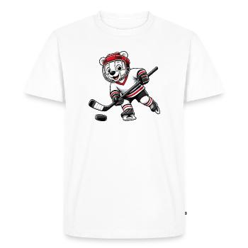 Süßer Eisbär beim Eishockey Spielen - Men's Premium Organic T-Shirt - white - Front - Nico (187cm)